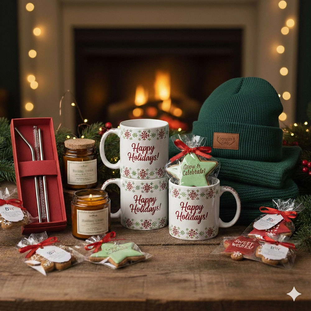 Holiday gifts on a table