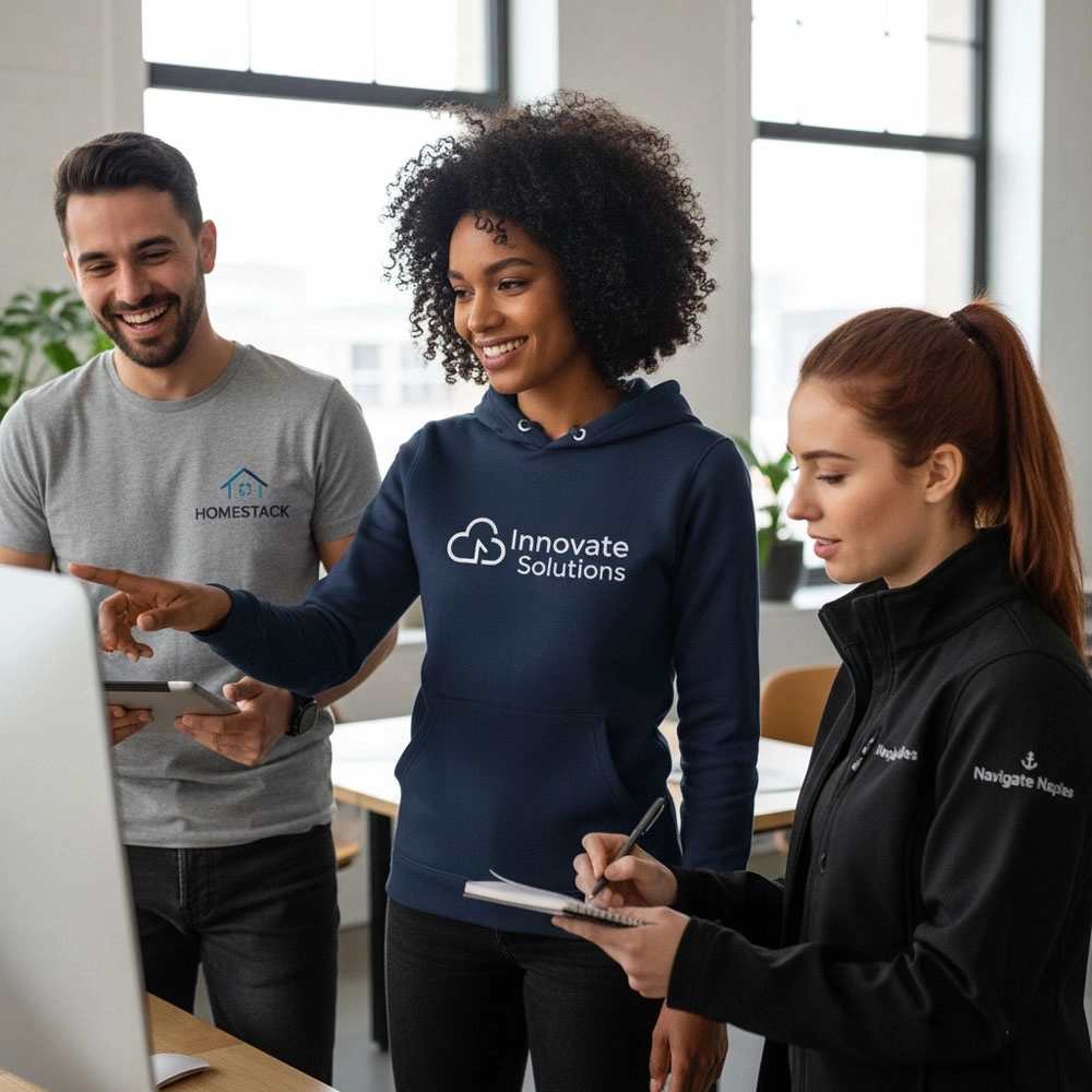 People wearing branded apparel